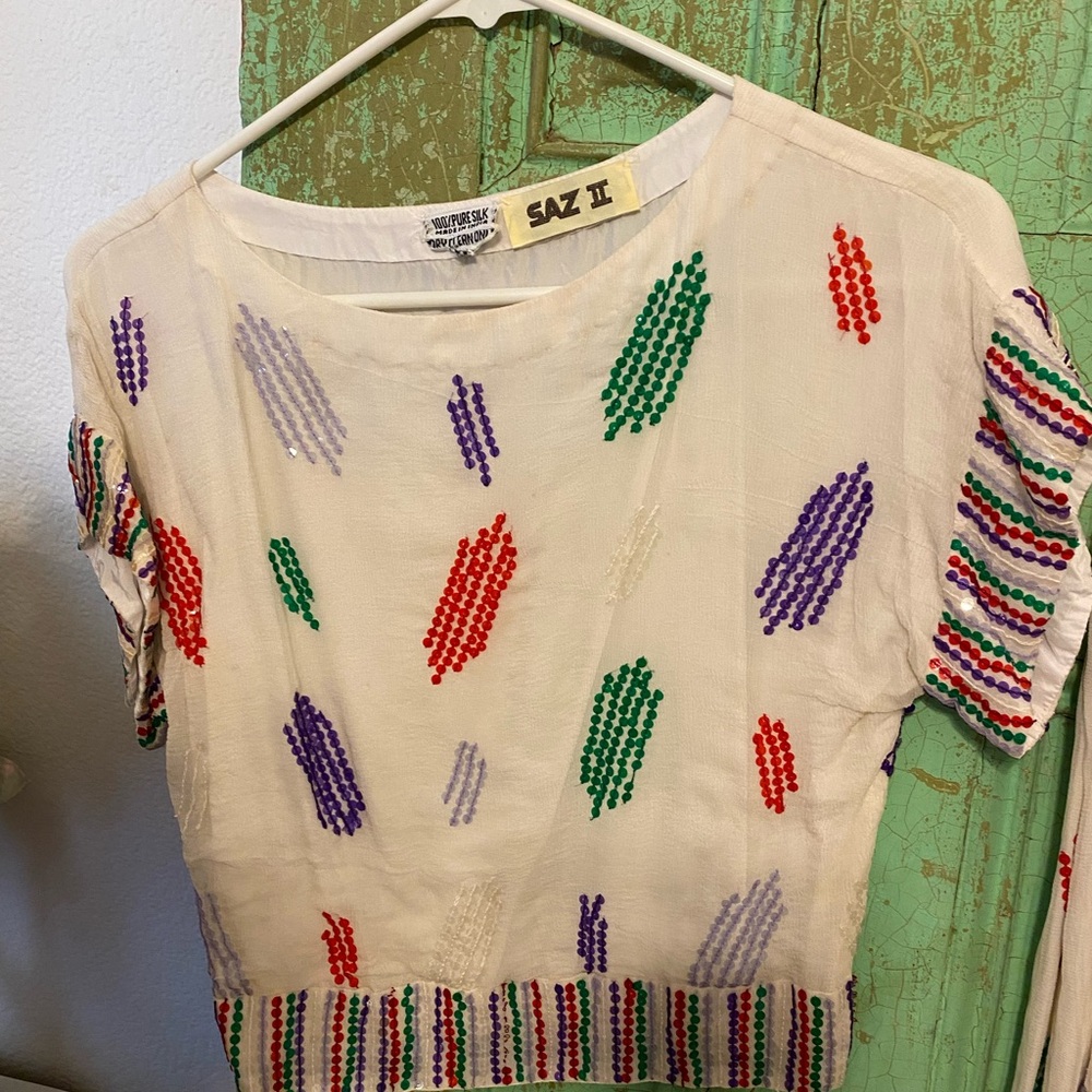Vintage Colorful Patterned Sequined Maxi Skirt and Top - Picture 3 of 8